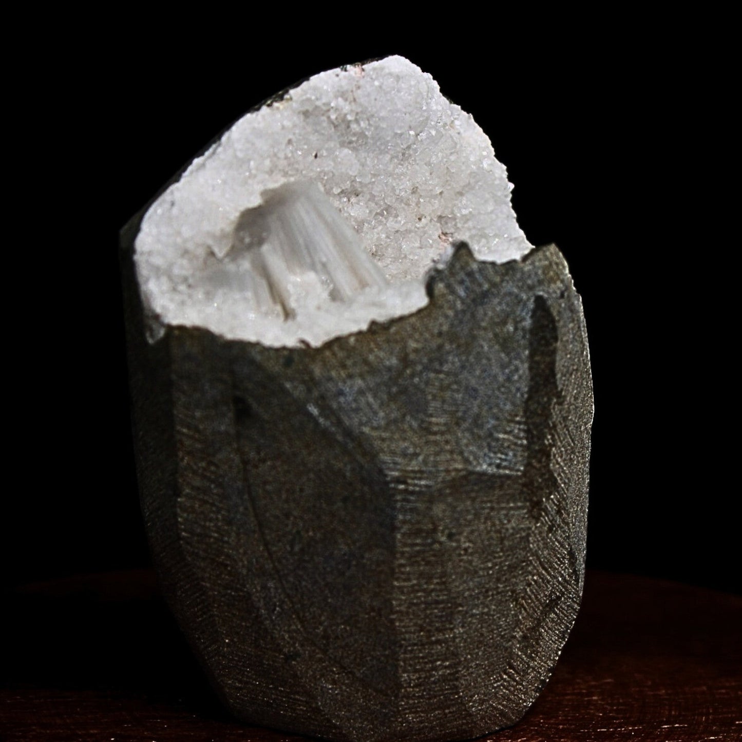 200g Scolecite Geode Cluster Natural Healing Crystal Mineral India 7x6cm