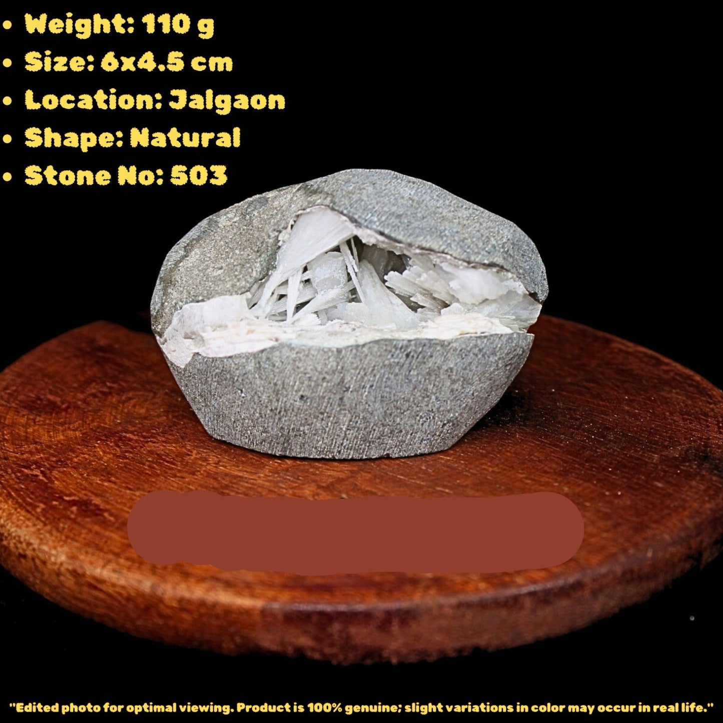 Scolecite Geode 110g 6x5.4cm Natural Crystal India Healing Mineral Gift