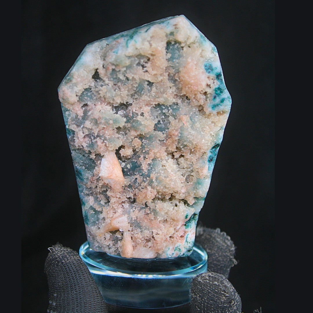 400g Natural Stilbite on Chalcedony Coral Mineral Specimen from India