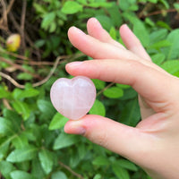 Rose Quartz Heart: Bulk 10 Piece Lot (Pocket Size 1" Puffed, Pink) Wholesale