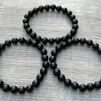Grade A++  Black Obsidian Bead Bracelet 8mm, Genuine Obsidian Gemstone Bracelet