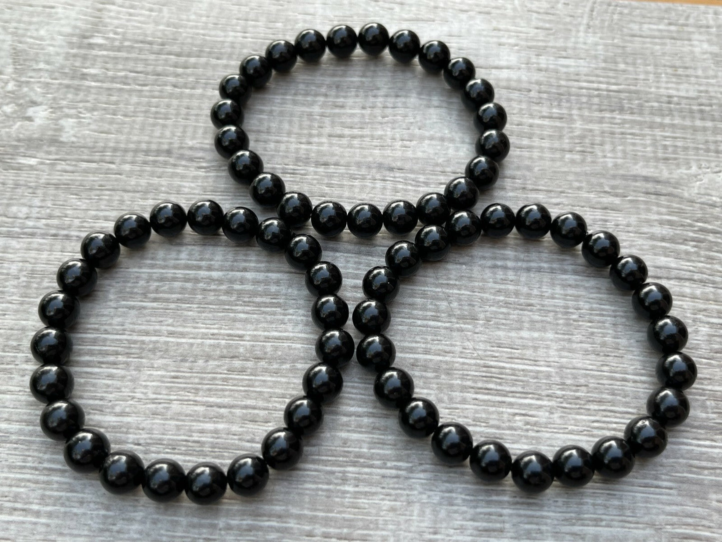 Grade A++  Black Obsidian Bead Bracelet 8mm, Genuine Obsidian Gemstone Bracelet