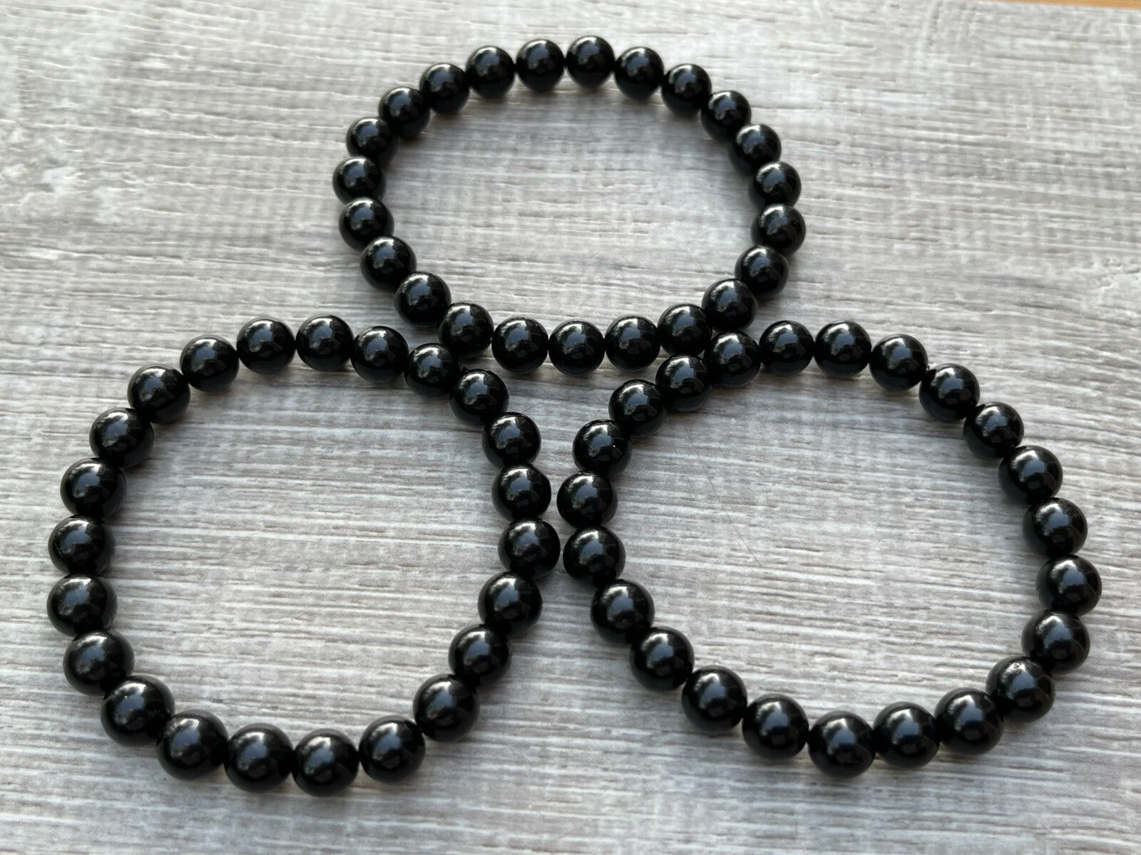 Grade A++  Black Obsidian Bead Bracelet 8mm, Genuine Obsidian Gemstone Bracelet