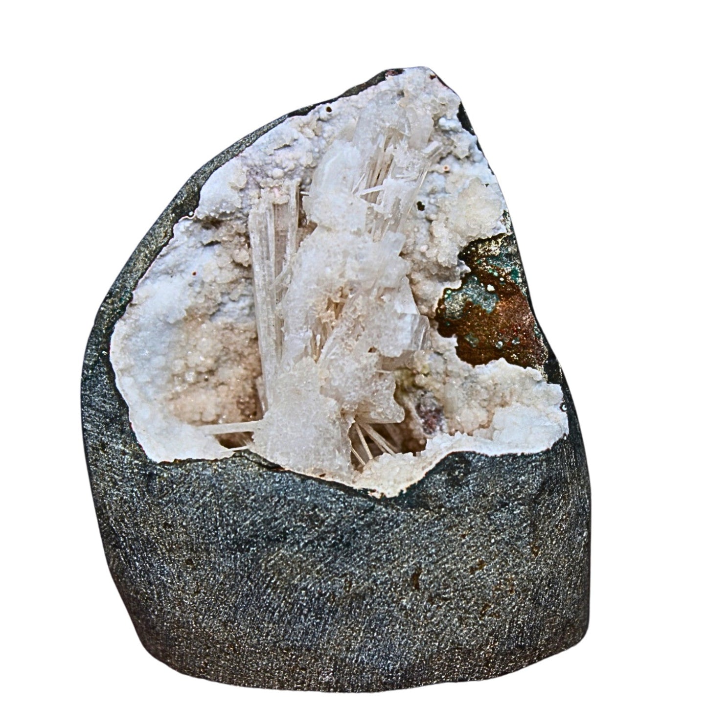 130g Scolecite Geode Natural Crystal Cluster Mineral Specimen 6x5cm India