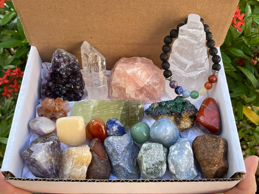 22pcs Premium Beginning Crystal Kit In Box, Crystals Gift Set!