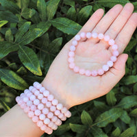 Rose Quartz Bead Bracelet – 8mm Natural Pink Round Crystals | Stretch Fit
