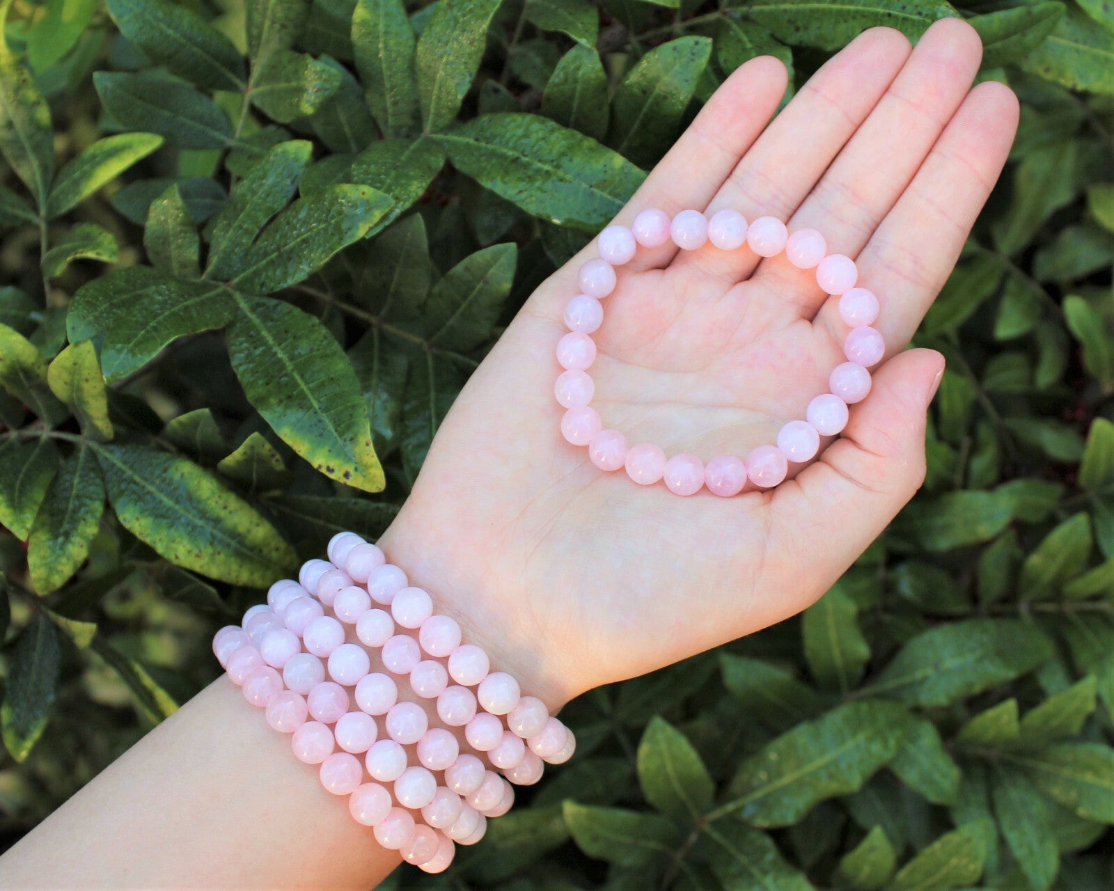 Rose Quartz Bead Bracelet – 8mm Natural Pink Round Crystals | Stretch Fit