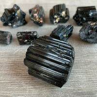 Grade A++ Shiny Black Tourmaline Stone, 0.85-1.25" Natural Black Tourmaline