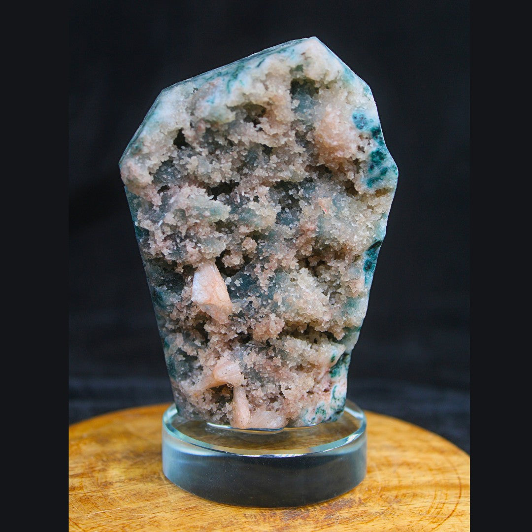 400g Natural Stilbite on Chalcedony Coral Mineral Specimen from India