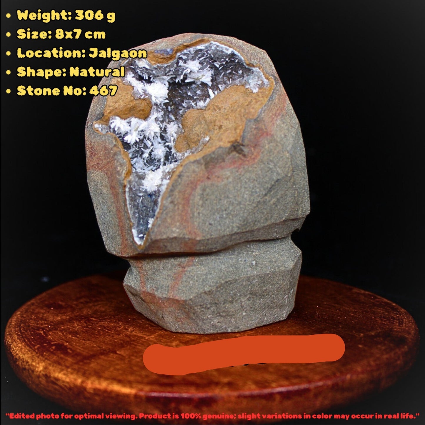 Natural Scolecite Geode & Chalcedony Crystal Cluster 306g Healing Energy Stone