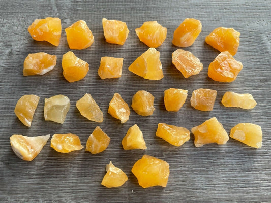 Small Orange Calcite Rough Stones, 0.75"-1.5" Raw Calcite Orange, Wholesale Bulk