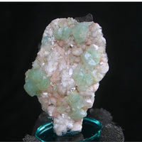 Green Apophyllite Cube on Stilbite 230g Natural Crystal Mineral Specimen India