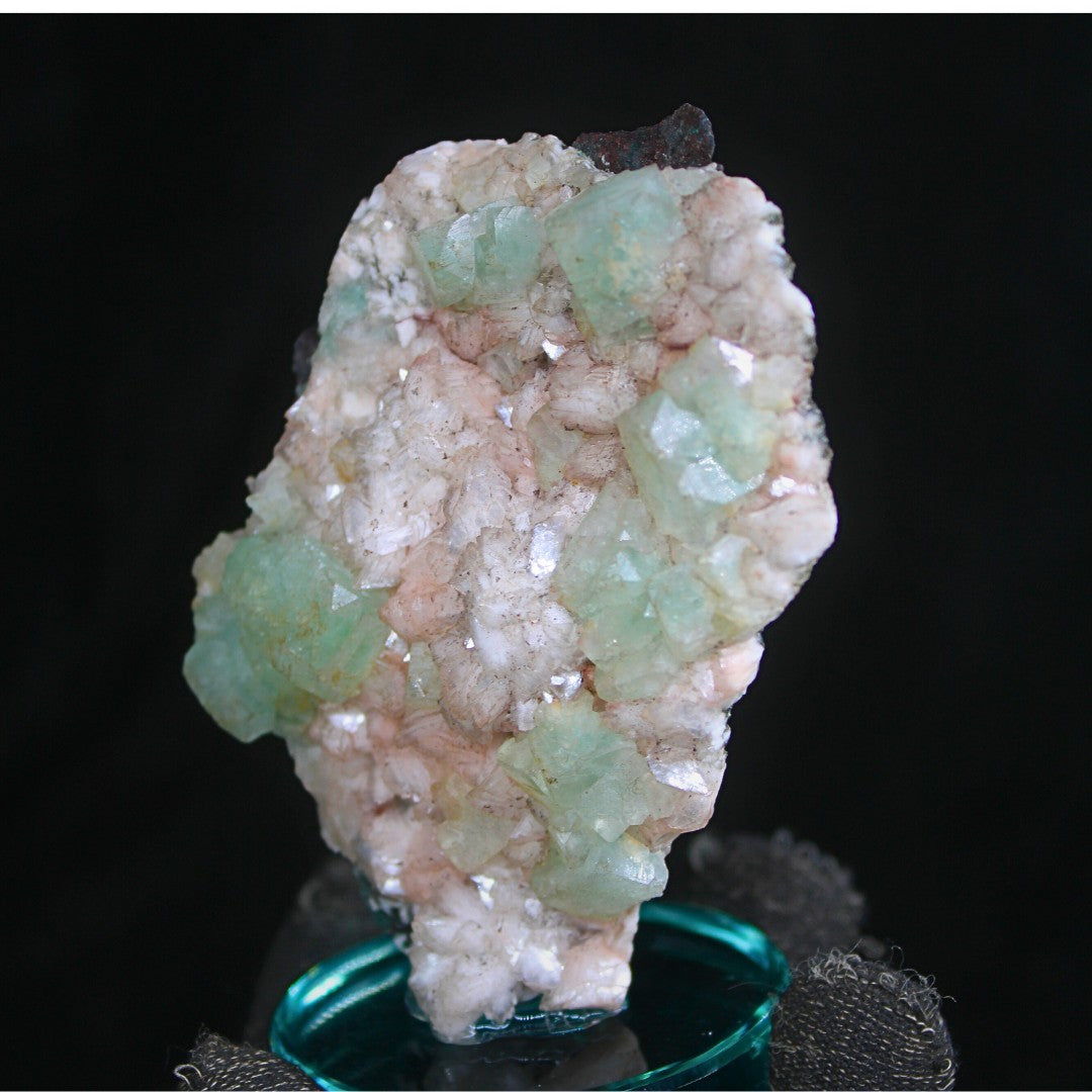 Green Apophyllite Cube on Stilbite 230g Natural Crystal Mineral Specimen India