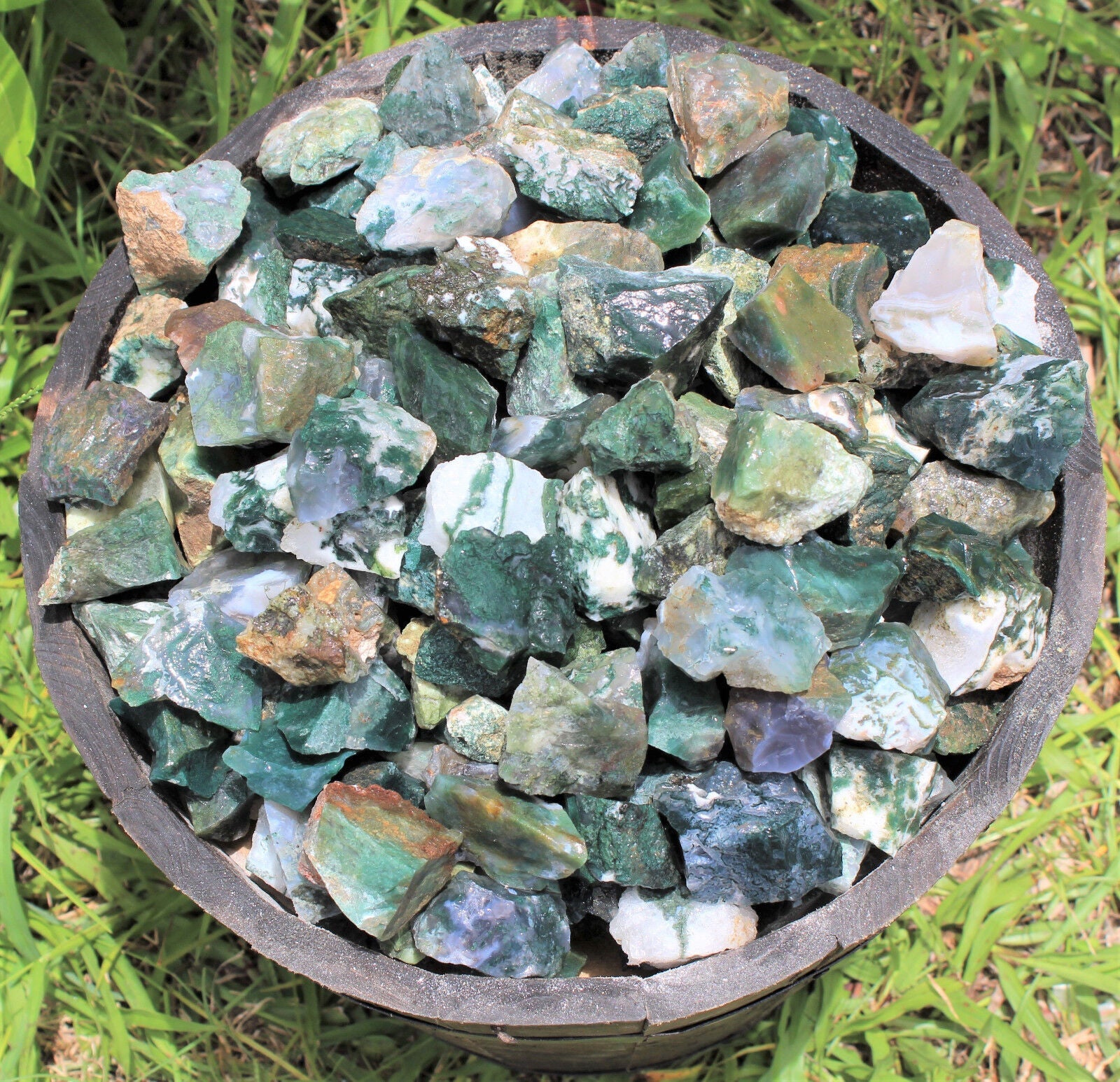 1000 Carat Bulk Lot Natural Rough Moss Agate, Raw Rock Crystal Healing 200 Grams