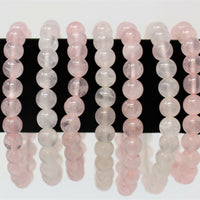 Rose Quartz Bead Bracelet – 8mm Natural Pink Round Crystals | Stretch Fit
