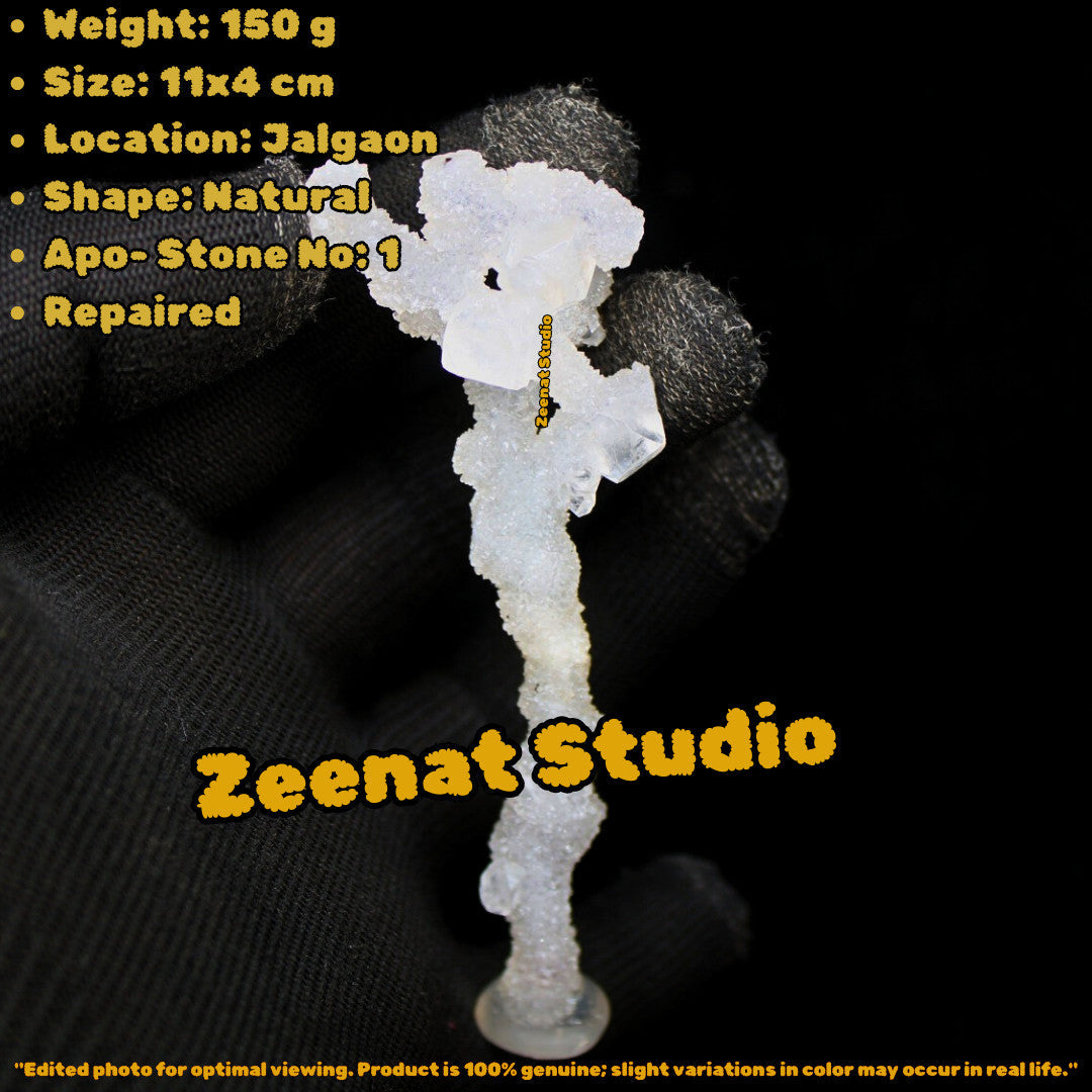 Apophyllite Cube Cluster Tower Shape 11cm 150g Natural Mineral Specimen Repaired