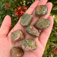 Grade A++ Unakite Tumbled Stones, 0.75-1" Tumbled Unakite Stone, Wholesale Bulk