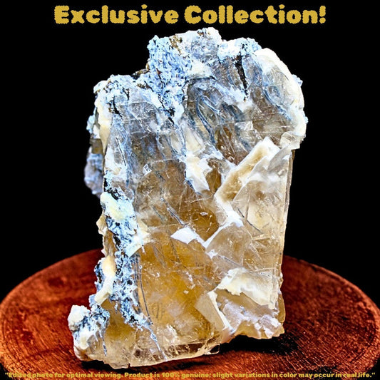 456g Calcite with Mordenite & Blue Chalcedony Rare Rainbow Inclusion Specimen