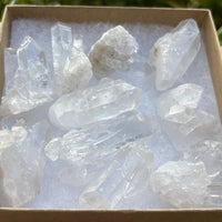 10 pcs Box Clear Quartz Clusters Collection, Grade A++ Raw Clear Quartz Geode