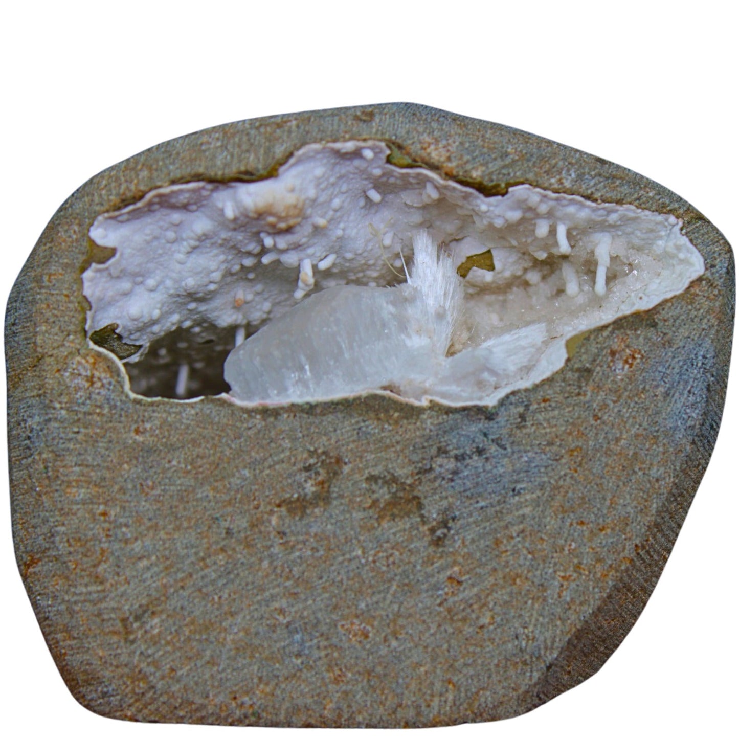 Stunning Scolecite Geode Healing Cluster – 6x5.3cm Natural High Vibration 165g