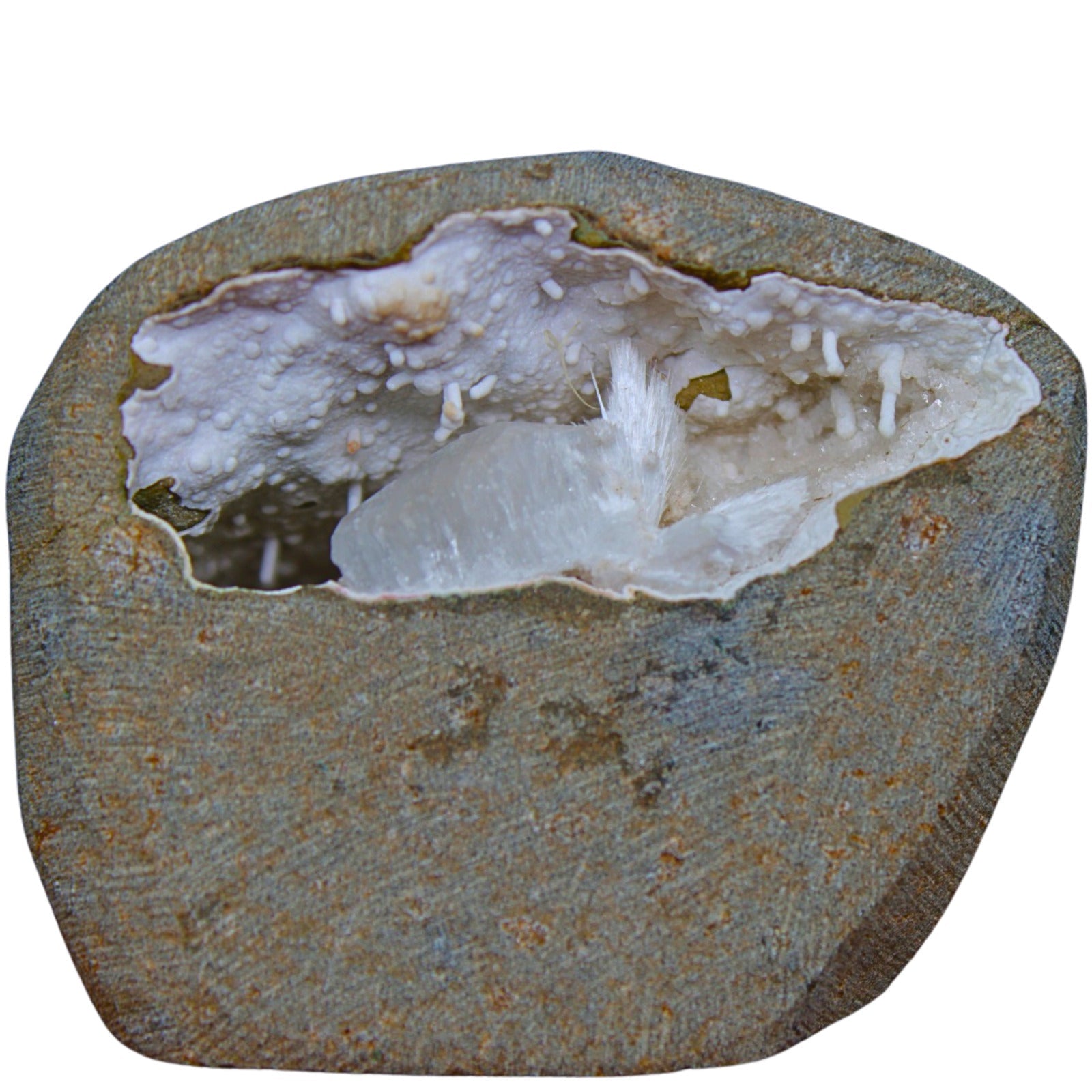 Stunning Scolecite Geode Healing Cluster – 6x5.3cm Natural High Vibration 165g