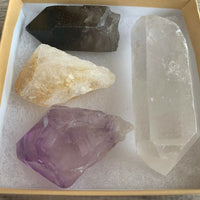 Amethyst Citrine Quartz Smoky Quart Points: 4 Crystal Collection,Healing Crystal