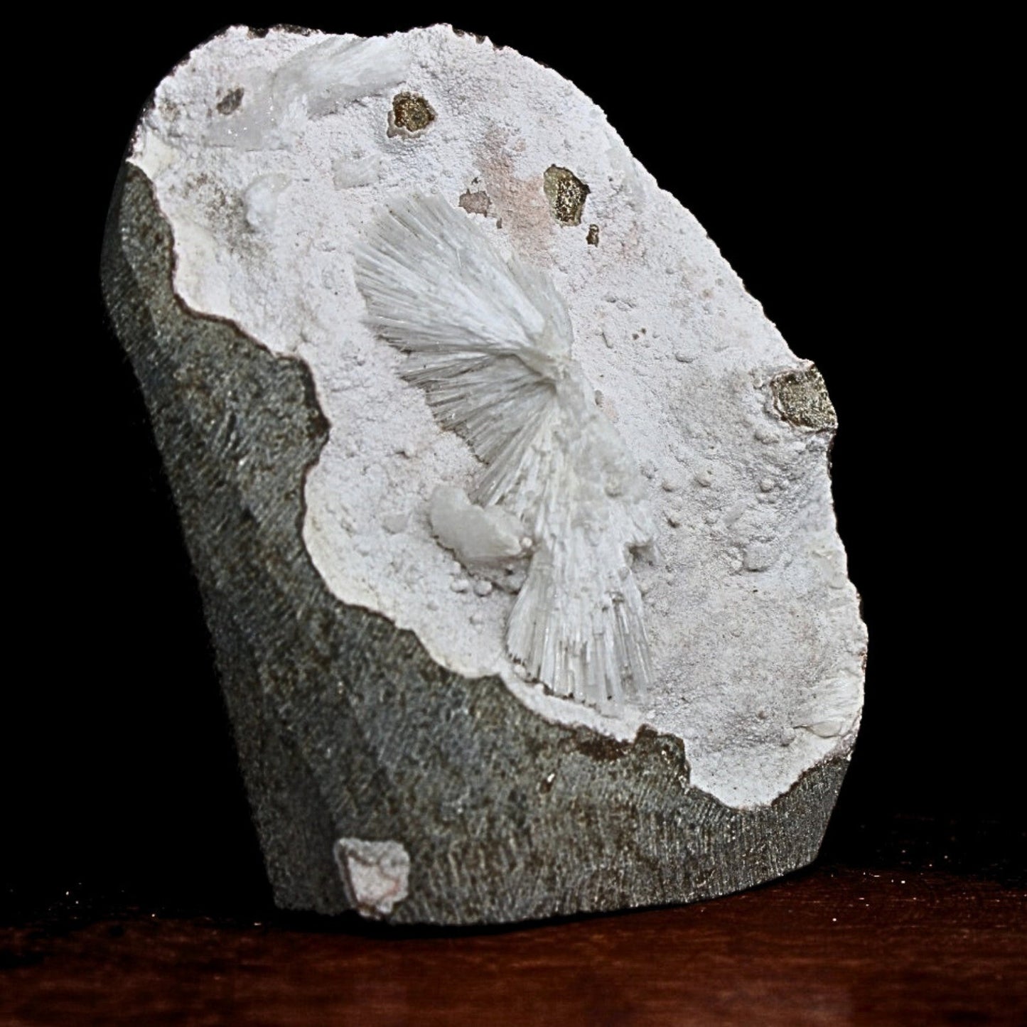 196g Mordenite Scolecite Geode Rare Crystal Needle Cluster from India