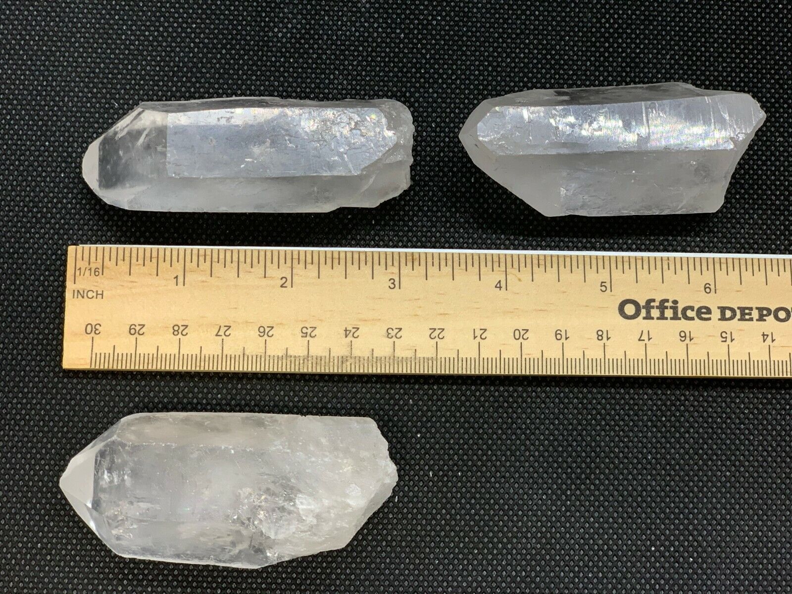 Set of 3 Extra Large Natural Clear Quartz Points, 2 to 3.5 Inches Clear Quartz