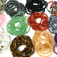 6 mm Bead Gemstone Bracelets BUY 3 GET 1 FREE - Dainty Stretch Crystal Bracelets