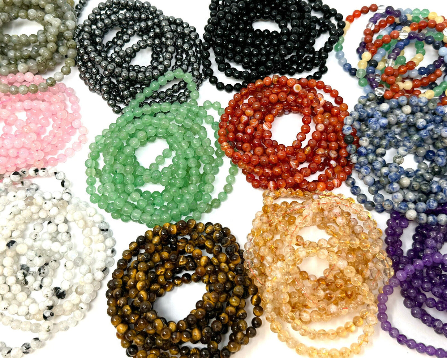 6 mm Bead Gemstone Bracelets BUY 3 GET 1 FREE - Dainty Stretch Crystal Bracelets