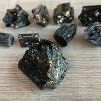 Grade A++ Shiny Black Tourmaline Stone, 0.85-1.25" Natural Black Tourmaline