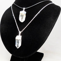Quartz Necklace Raw Crystal Point Silver Pendant LR21 Healing Crystals Stones