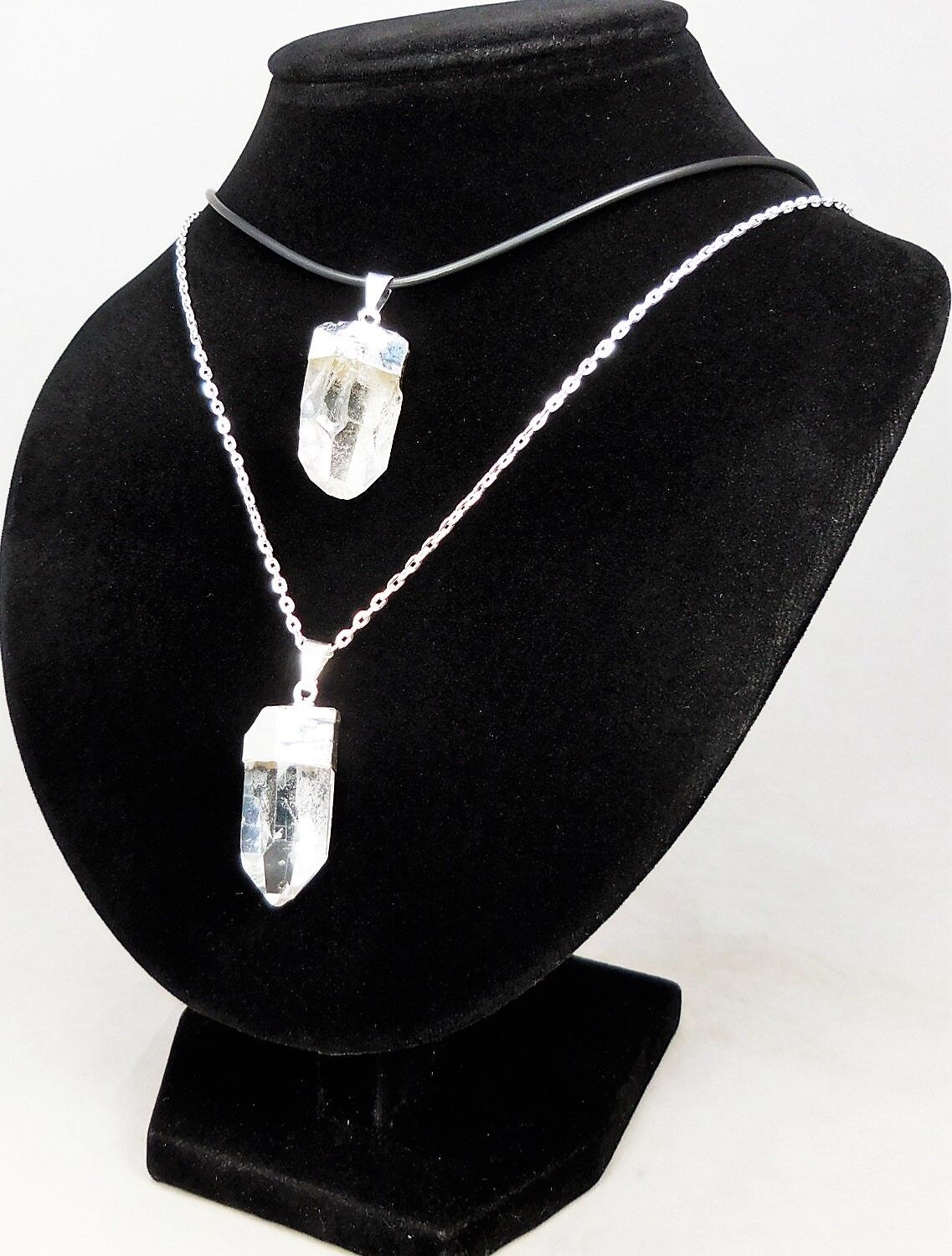 Quartz Necklace Raw Crystal Point Silver Pendant LR21 Healing Crystals Stones