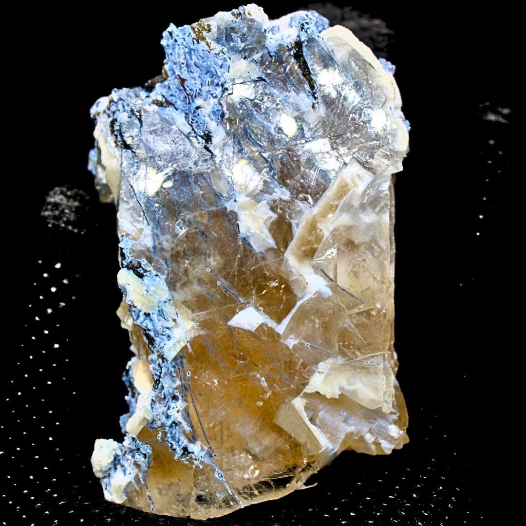 456g Calcite with Mordenite & Blue Chalcedony Rare Rainbow Inclusion Specimen