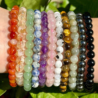 6 mm Bead Gemstone Bracelets BUY 3 GET 1 FREE - Dainty Stretch Crystal Bracelets