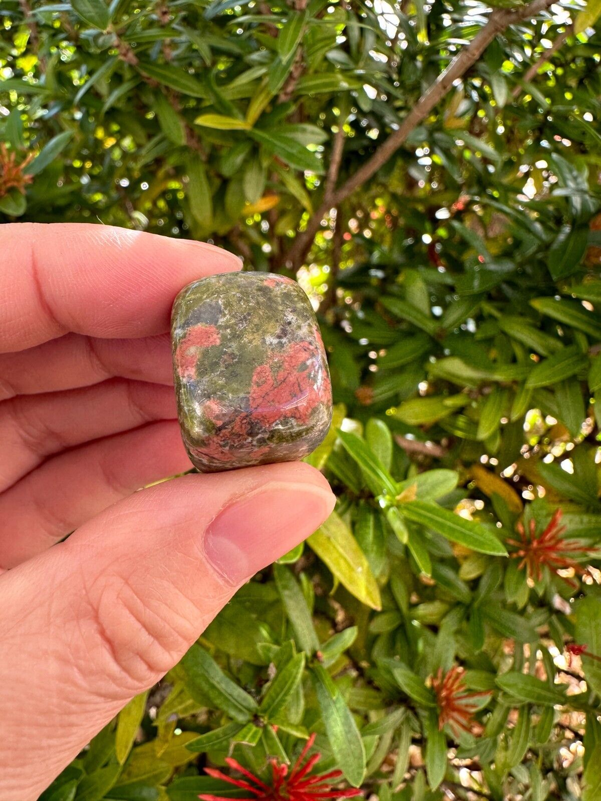 Grade A++ Unakite Tumbled Stones, 0.75-1" Tumbled Unakite Stone, Wholesale Bulk