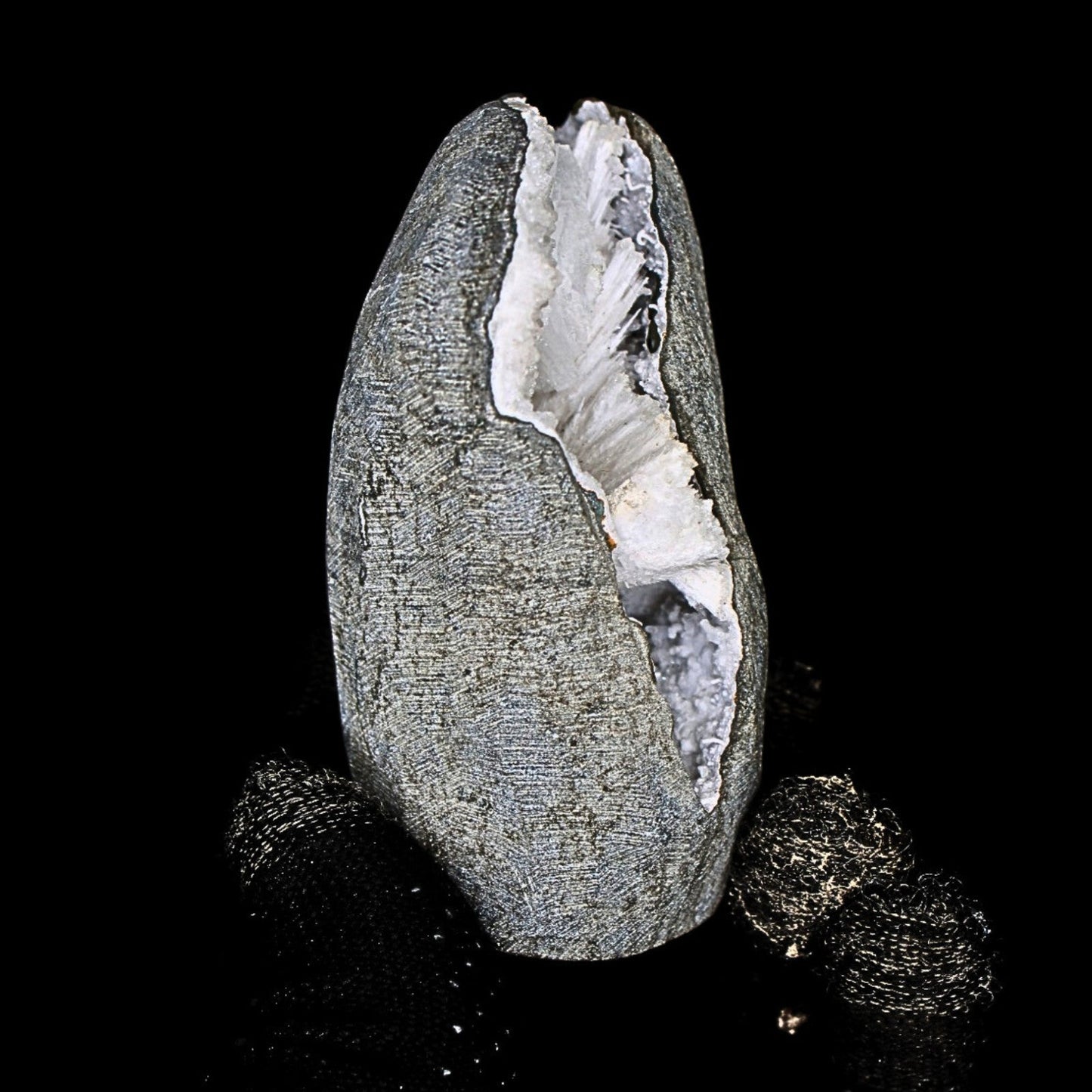185g Scolecite Geode Cabinet Specimen with Radiating Needles from India