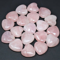 Rose Quartz Heart: Bulk 10 Piece Lot (Pocket Size 1" Puffed, Pink) Wholesale