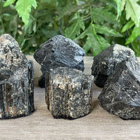 Standing Raw Black Tourmaline Chunk / Rod, Free Form Natural Black Tourmaline