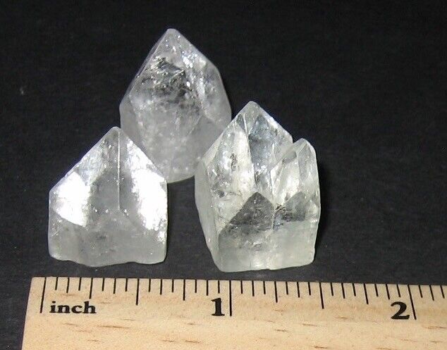 3 SMALL NATURAL 0.55"–0.6" APOPHYLLITE CRYSTAL PYRAMID POINT TIPS INDIA 20.9g