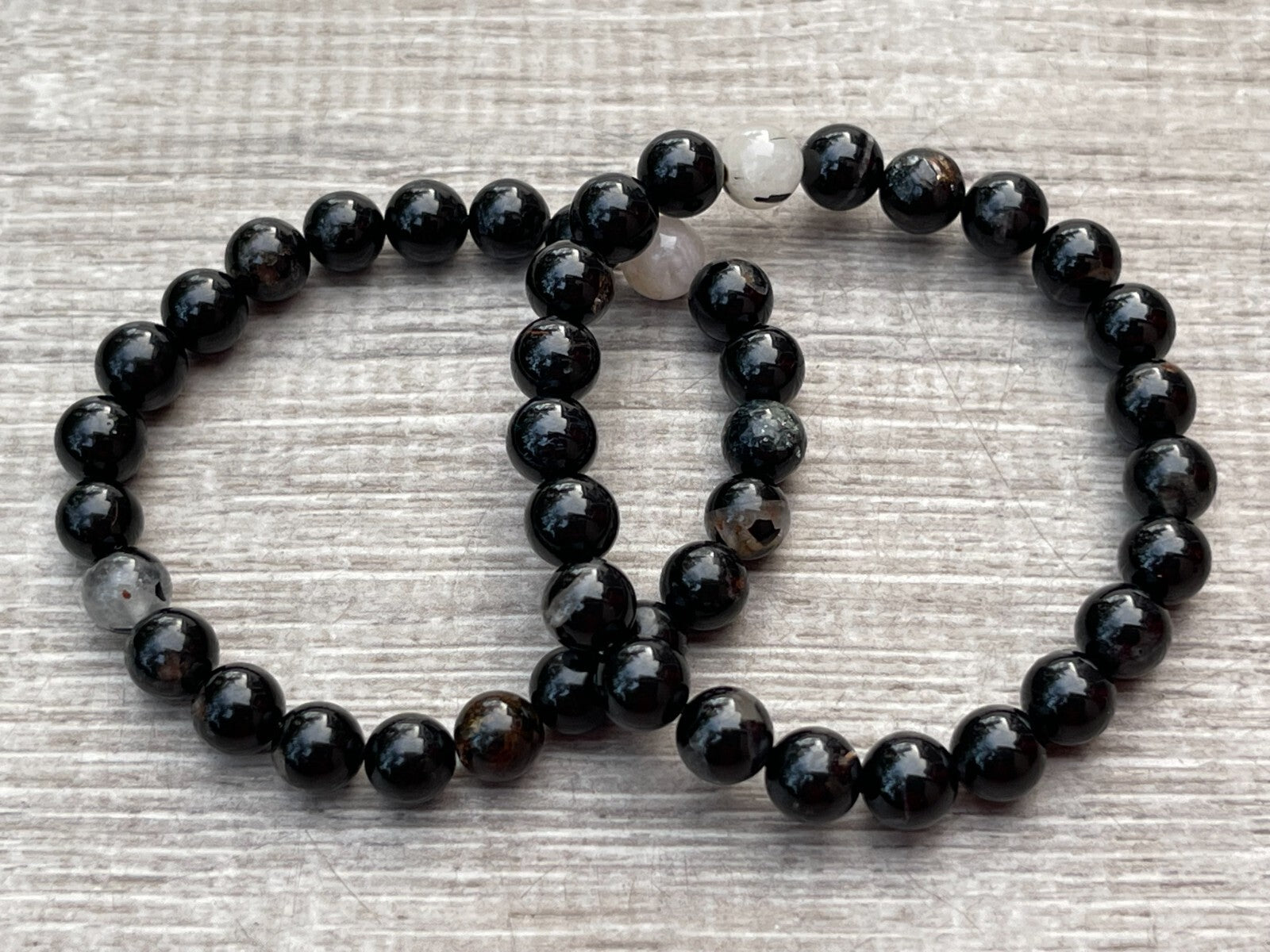 Grade A++Black Tourmaline Quartz Crystal Bead Bracelet,Genuine Gemstone Bracelet