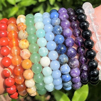 8 mm Bead Gemstone Bracelets: BUY 3 GET 1 FREE! (Stretch Crystal Bead Bracelets)