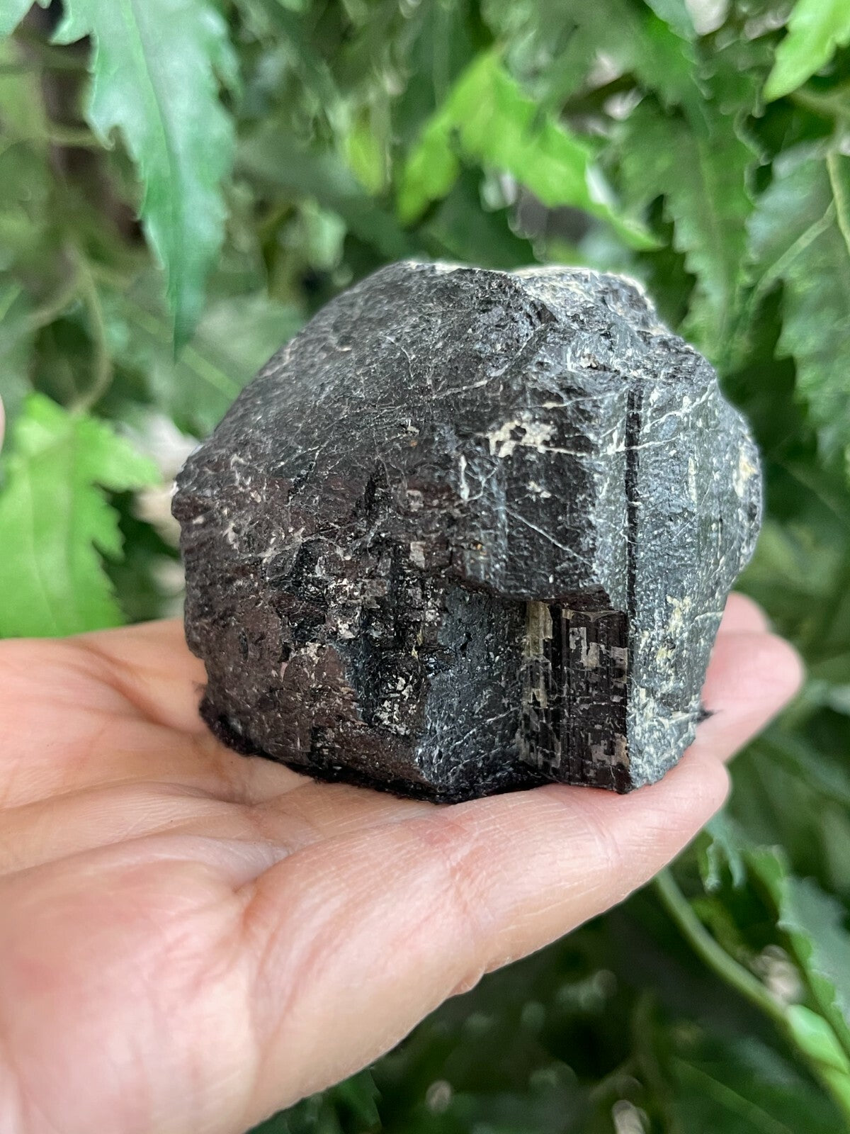 Standing Raw Black Tourmaline Chunk / Rod, Free Form Natural Black Tourmaline