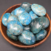 Blue Apatite Hand Polished Stones: Palm Stone, Blue Apatite Pebble Stone