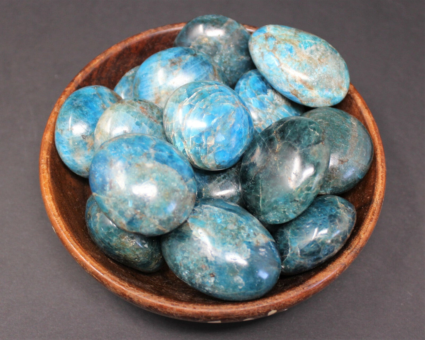 Blue Apatite Hand Polished Stones: Palm Stone, Blue Apatite Pebble Stone