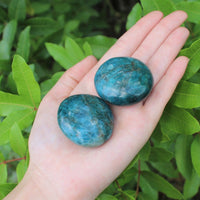 Blue Apatite Hand Polished Stones: Palm Stone, Blue Apatite Pebble Stone