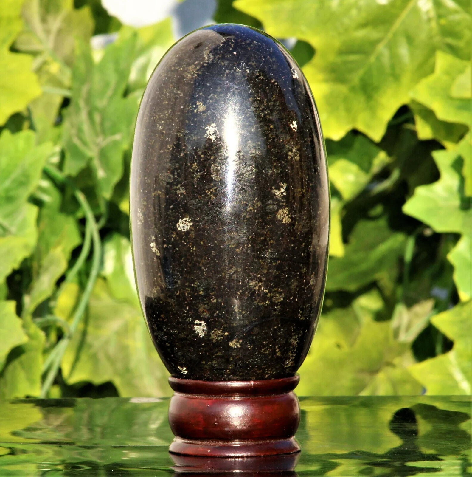 155MM Black Nuummite Crystal Healing Energy Reiki Aura Metaphysical Stone Lingam