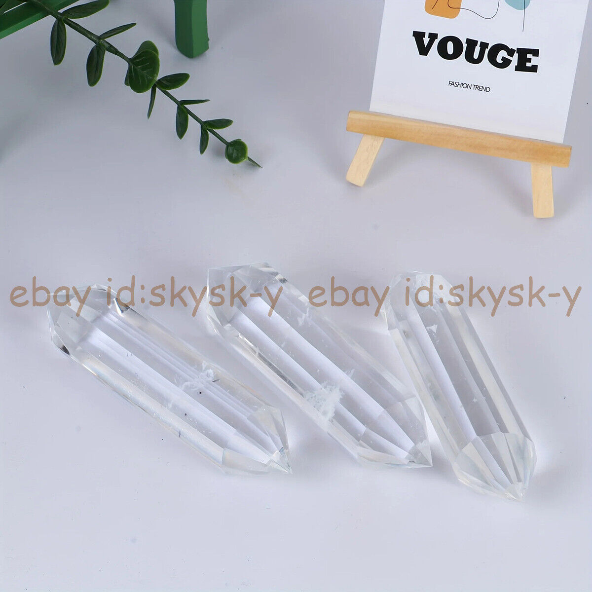 Real Natural Clear Quartz Rock Crystal Wand Double Point Healing Reiki 120-130mm