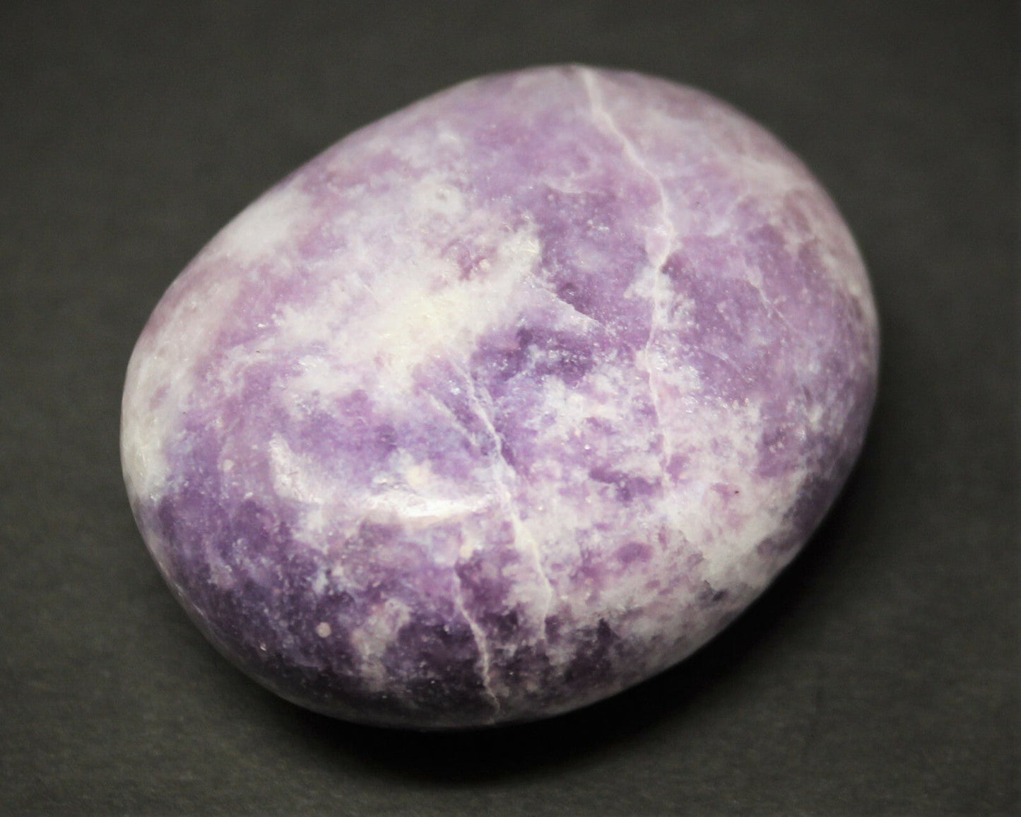 Lepidolite Palm Stone, Hand Polished Lepidolite Pebble (Third Eye Chakra)
