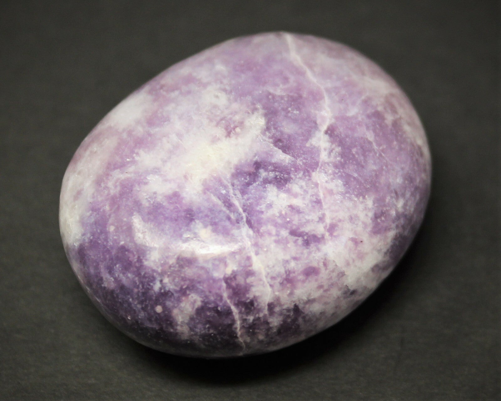 Lepidolite Palm Stone, Hand Polished Lepidolite Pebble (Third Eye Chakra)